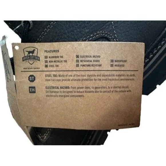 Red Wing Irish Setter Kittson 6&quot; Leather Safety Steel Toe Work Boot Men's 9 NEW
