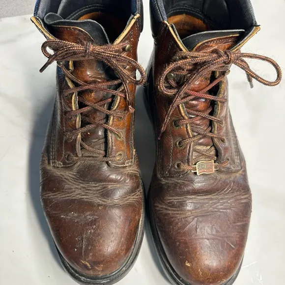 Red Wing Men's 208 Brown Leather Work Boots, Lace Up Supersole, Size 10D