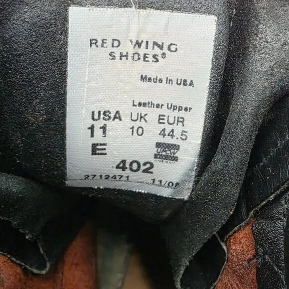 Red Wing SuperSole 402 Work Boots Men size 11E Brown Leather 8-inch Soft Toe USA