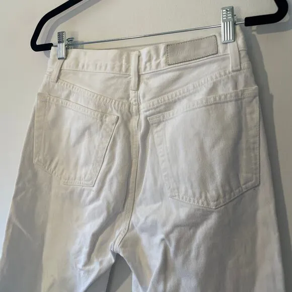RE/DONE Comfort Stretch 70s High Rise Stove Pipe Jeans in White Sz 27
