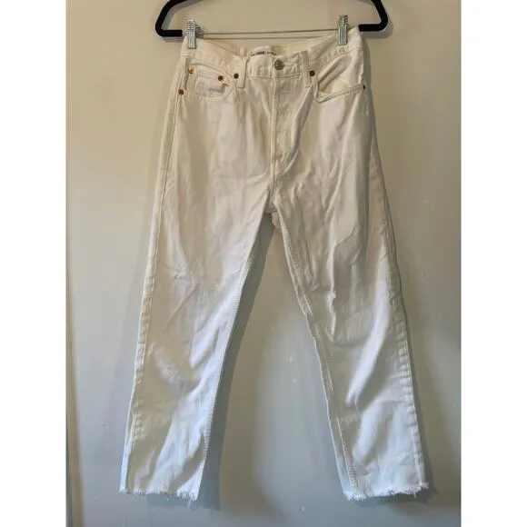 RE/DONE Comfort Stretch 70s High Rise Stove Pipe Jeans in White Sz 27