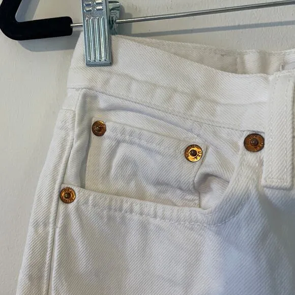 RE/DONE Comfort Stretch 70s High Rise Stove Pipe Jeans in White Sz 27