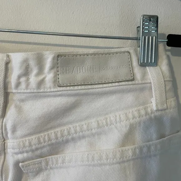 RE/DONE Comfort Stretch 70s High Rise Stove Pipe Jeans in White Sz 27