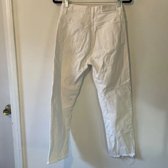 RE/DONE Comfort Stretch 70s High Rise Stove Pipe Jeans in White Sz 27