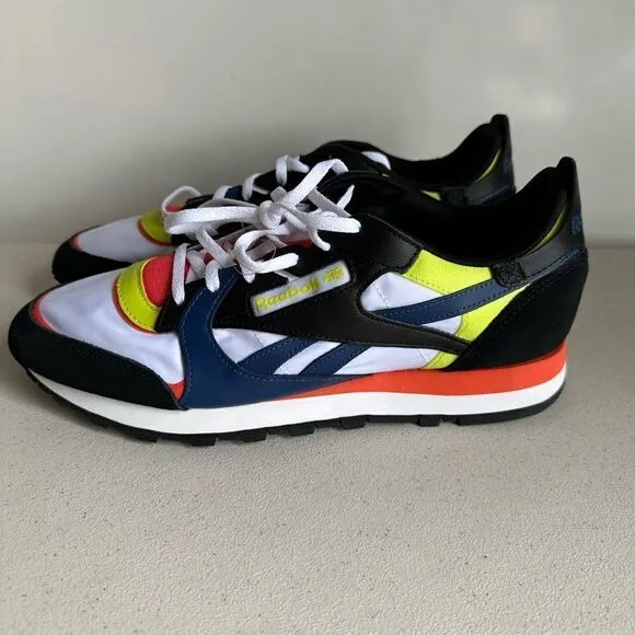 Reebok Classic Leather GX2846 Men’s Multicolor Leather Sneakers Shoes Sz 10,5