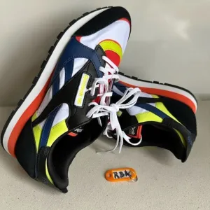 Reebok Classic Leather GX2846 Men’s Multicolor Leather Sneakers Shoes Sz 10,5