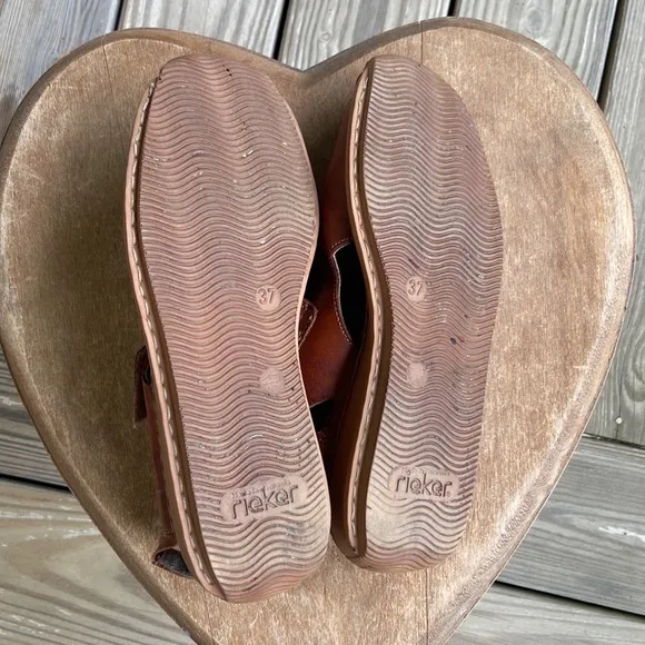 Reiker Antistress Cognac Leather Mary Jane Comfort Sandal Shoes Women's Size 6.5