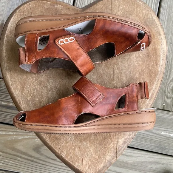 Reiker Antistress Cognac Leather Mary Jane Comfort Sandal Shoes Women's Size 6.5