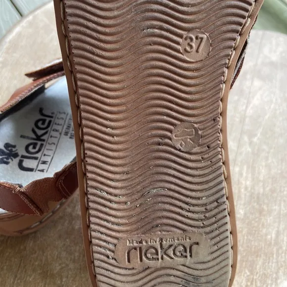 Reiker Antistress Cognac Leather Mary Jane Comfort Sandal Shoes Women's Size 6.5