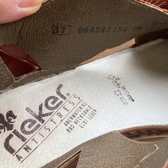 Reiker Antistress Cognac Leather Mary Jane Comfort Sandal Shoes Women's Size 6.5