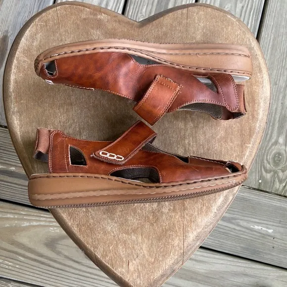 Reiker Antistress Cognac Leather Mary Jane Comfort Sandal Shoes Women's Size 6.5