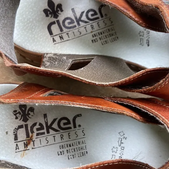 Reiker Antistress Cognac Leather Mary Jane Comfort Sandal Shoes Women's Size 6.5