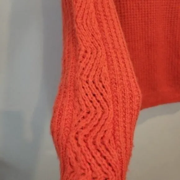 Reiss | Anabella lamb Wool Mohair Blend Crew neck Chunky knit Sweater Orange