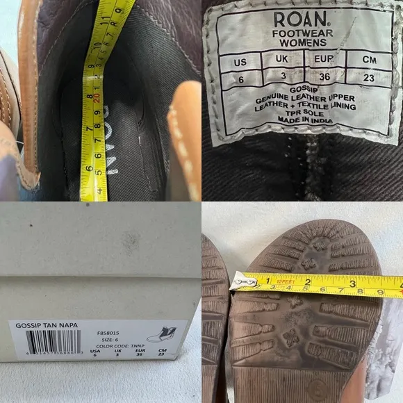 Roan Gossip Tan Napa Ankle Boots Size 6