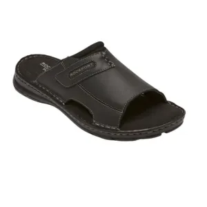 Rockport Mens Black Leather Darwyn 2 Cushion Comfort Slides Size 12 NEW