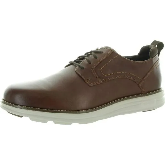 Rockport Mens RMCANTON Brown Logo Leather Boat Shoes New