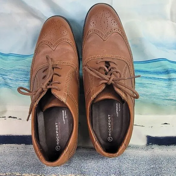 Rockport Shoes Comfort Brown Leather Wingtip Brogue Oxford Mens 7M