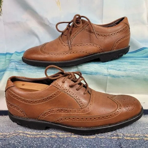 Rockport Shoes Comfort Brown Leather Wingtip Brogue Oxford Mens 7M