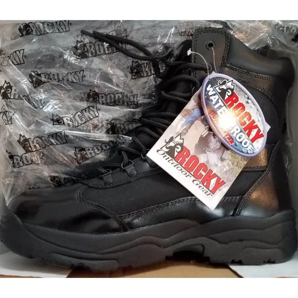 ROCKY 8&quot; Fort Hood Waterproof Black Leather Boots - Men's Size 13 W - New In Box