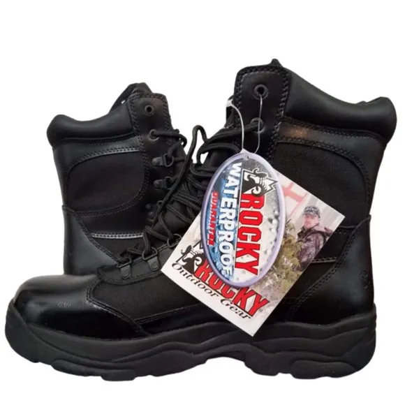 ROCKY 8&quot; Fort Hood Waterproof Black Leather Boots - Men's Size 13 W - New In Box