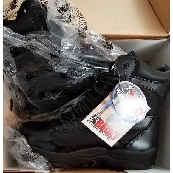ROCKY 8&quot; Fort Hood Waterproof Black Leather Boots - Men's Size 13 W - New In Box