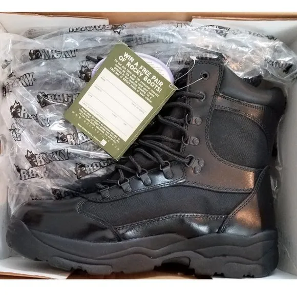 ROCKY 8&quot; Fort Hood Waterproof Black Leather Boots - Men's Size 13 W - New In Box