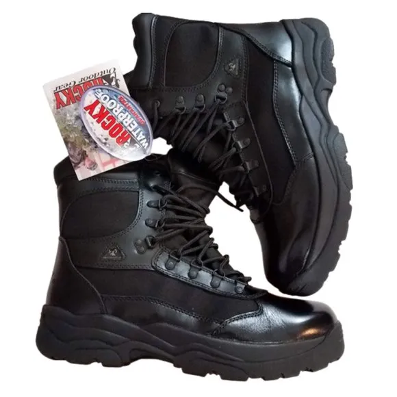 ROCKY 8&quot; Fort Hood Waterproof Black Leather Boots - Men's Size 13 W - New In Box