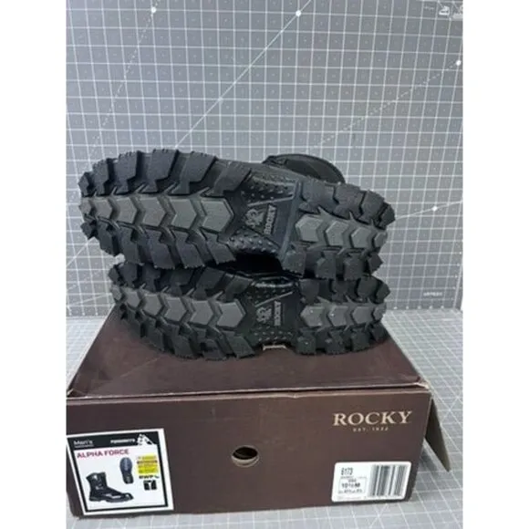 Rocky Alpha Force Men's 8-Inch Composite Toe Duty Boots Black Size 10.5 M
