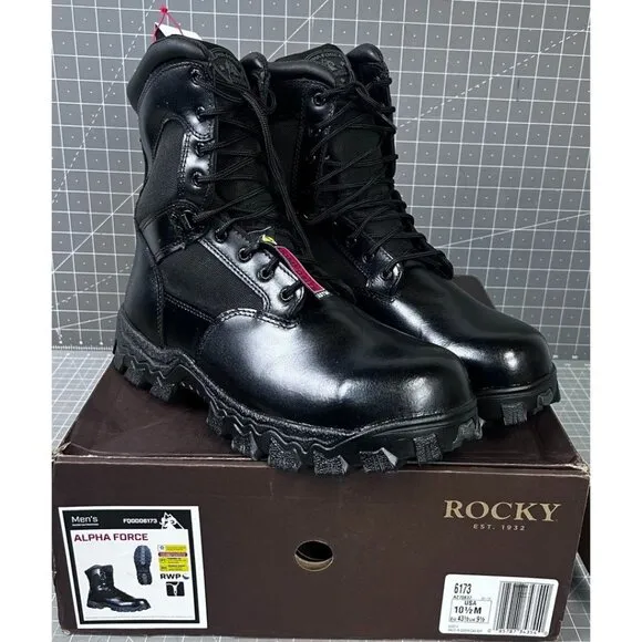 Rocky Alpha Force Men's 8-Inch Composite Toe Duty Boots Black Size 10.5 M