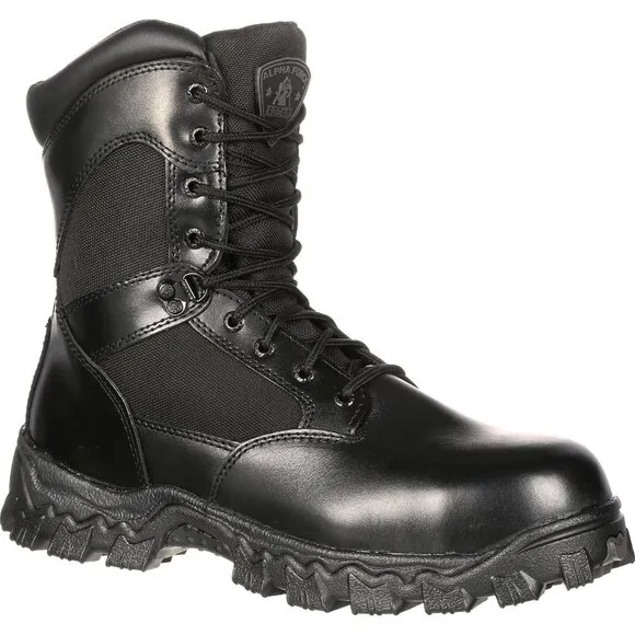 Rocky Alpha Force Men's 8-Inch Composite Toe Duty Boots Black Size 10.5 M