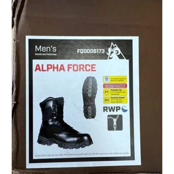 Rocky Alpha Force Men's 8-Inch Composite Toe Duty Boots Black Size 10.5 M