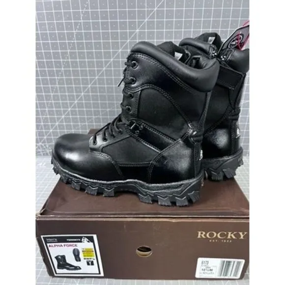 Rocky Alpha Force Men's 8-Inch Composite Toe Duty Boots Black Size 10.5 M