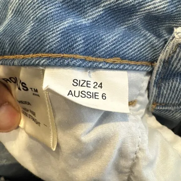 Rolla's Jeans Heidi Jean Old Stone Size 24 100% Cotton High Rise Loose Straight
