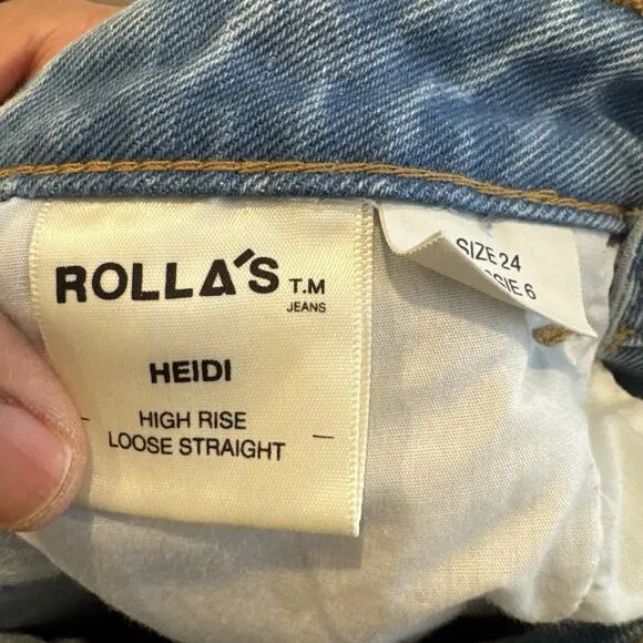 Rolla's Jeans Heidi Jean Old Stone Size 24 100% Cotton High Rise Loose Straight