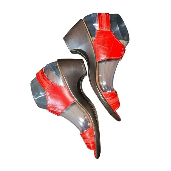Romika Gorda 05 Denim Kombi  Size 38 Or US 7.5 Red Comfort Shoes Sandals