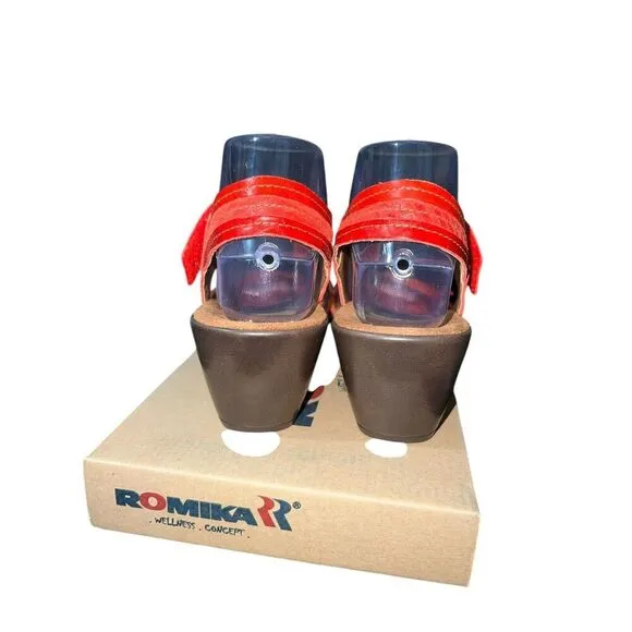 Romika Gorda 05 Denim Kombi  Size 38 Or US 7.5 Red Comfort Shoes Sandals