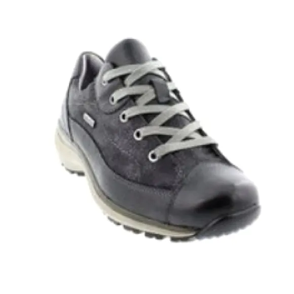 Romika Womens Shoes Size 37/6.5 Black &amp; Gray Leather Lace-Up Top Dry Tex New