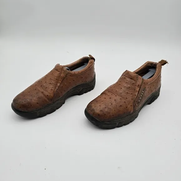 Roper Shoes Women US 6.5 EU 37 Clog Brown Ostrich Low Top Slip On Loafer