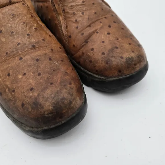 Roper Shoes Women US 6.5 EU 37 Clog Brown Ostrich Low Top Slip On Loafer