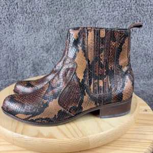 Roseanna Leather Chelsea Boots Womens Size 9 Python Snake Print Made in France