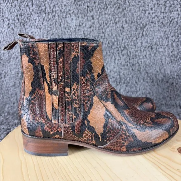 Roseanna Leather Chelsea Boots Womens Size 9 Python Snake Print Made in France