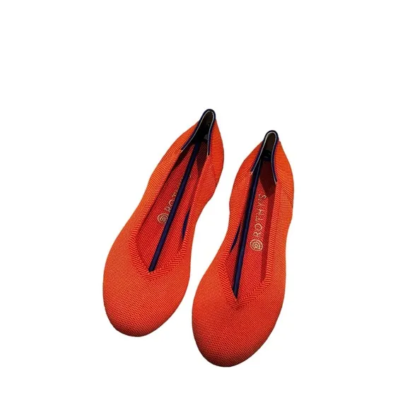 Rothy's Orange Persimmon Marina Heel Stripe Round Toe Flat Size W11.5 NWOB