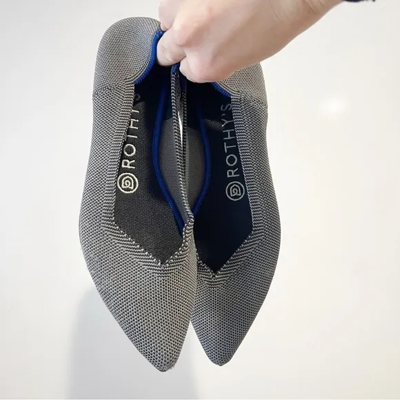 Rothy's Shoes The Point Pointed Toe Comfort Flats Cloud Grey Birdseye