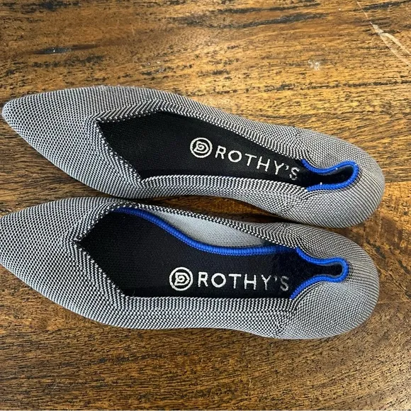 Rothy's Shoes The Point Pointed Toe Comfort Flats Cloud Grey Birdseye