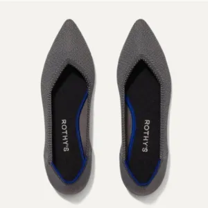 Rothy's Shoes The Point Pointed Toe Comfort Flats Cloud Grey Birdseye