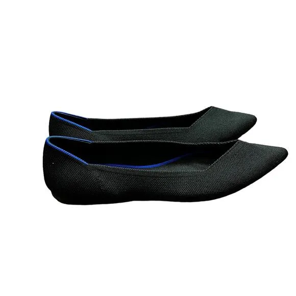 Rothy’s The Point Black Solid Flat Slip On Shoes Size 8.5