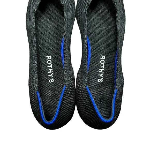 Rothy’s The Point Black Solid Flat Slip On Shoes Size 8.5