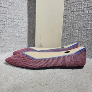 Rothys The Point Tangerine Triple Stitch Pointed Toe Slip on Shoes Size 6.5