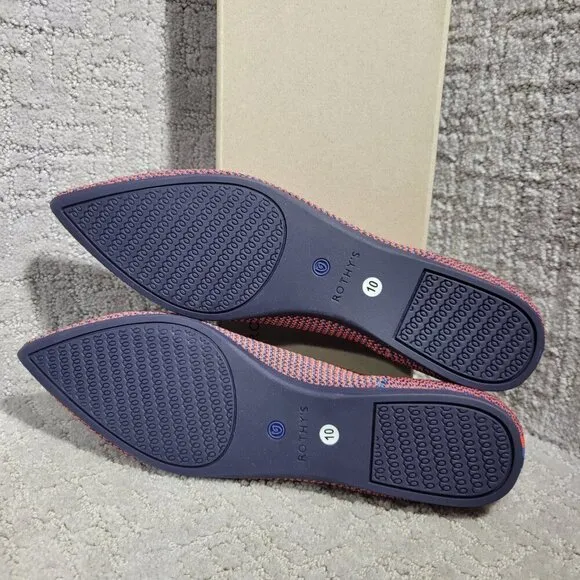 Rothys The Point Tangerine Triple Stitch Pointed Toe Slip on Shoes Size 6.5