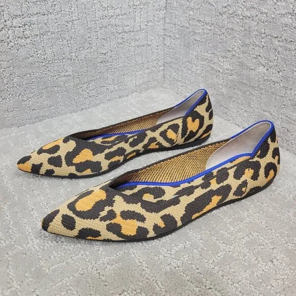 Rothys The Point Women's Multiples Sizes Big Cat Print Pointed Toe Slip On Shoes
